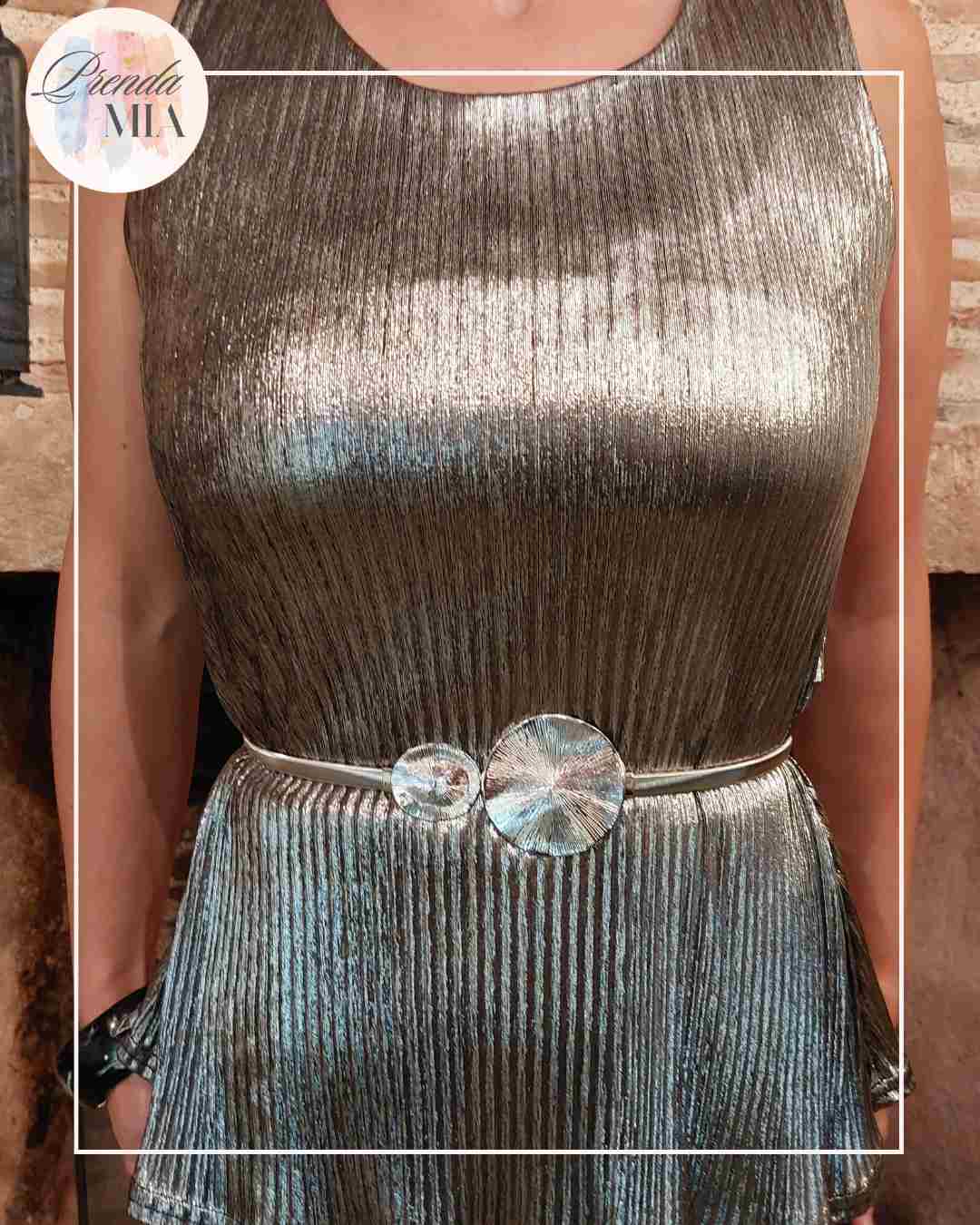 Top métallisé plissé – Argent