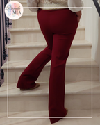 Trousers with belt – Burgundy