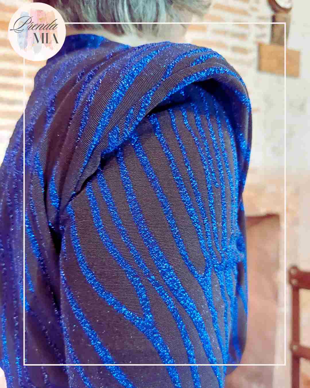 Robe courte drapée bleu & noir