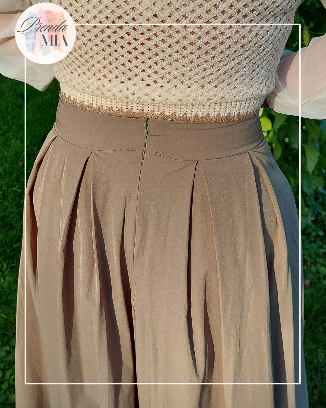 Jupe Longue Plissée kaki