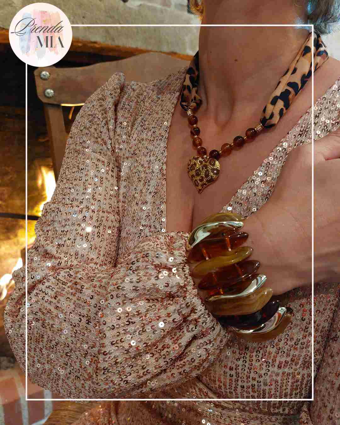 Robe Courte Pailletée Rose Doré/Champagne