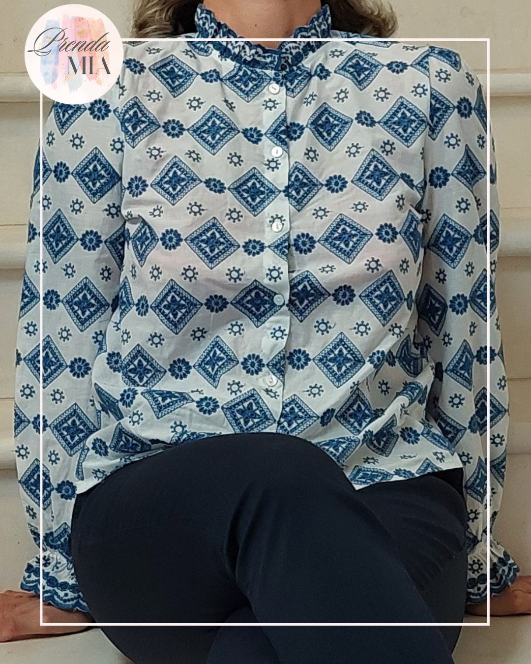 Chemisier brodé bleu