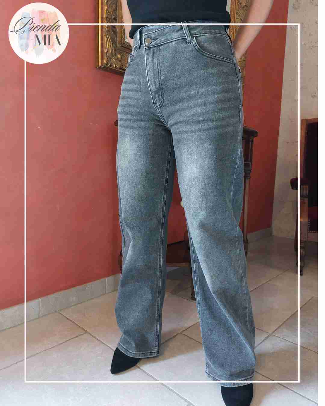 Jean Barrel Asymétrique  - Gris