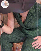 Emerald green metallic sequined jumpsuit