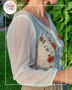 Cardigan court brodé