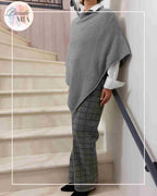 Jean Gris Mom – bleu gris carreaux