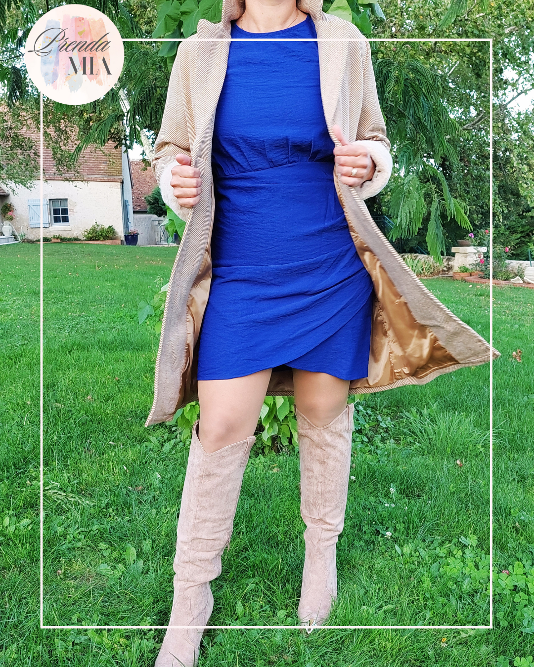 Manteau mi-long à chevrons Camel